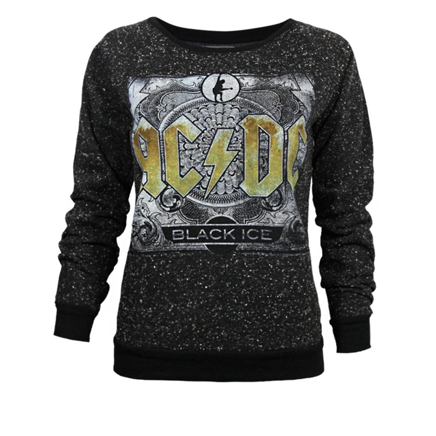 Black - Front - Amplified Womens-Ladies Black Ice AC-DC Sweatshirt