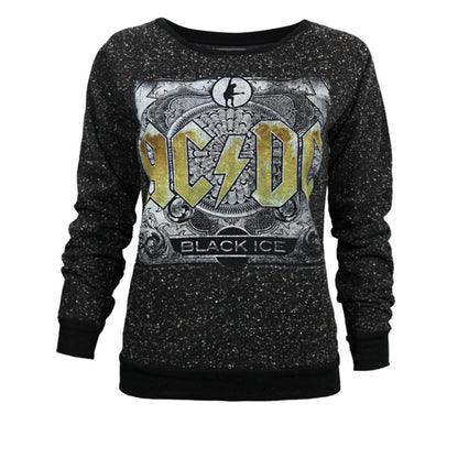 Black - Front - Amplified Womens-Ladies Black Ice AC-DC Sweatshirt