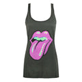 Charcoal - Front - Amplified Womens-Ladies Pixel Lick The Rolling Stones Tank Top