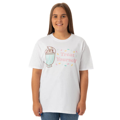 White - Back - Pusheen Womens-Ladies Treat Yourself T-Shirt