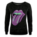 Black - Front - Amplified Womens-Ladies Pixel Lick The Rolling Stones Sweatshirt