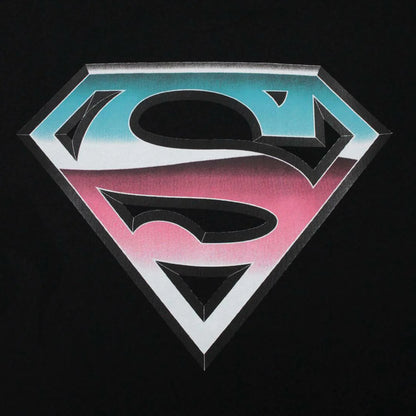 Black - Back - Addict Mens Chrome Effect Superman Logo T-Shirt