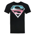 Black - Front - Addict Mens Chrome Effect Superman Logo T-Shirt