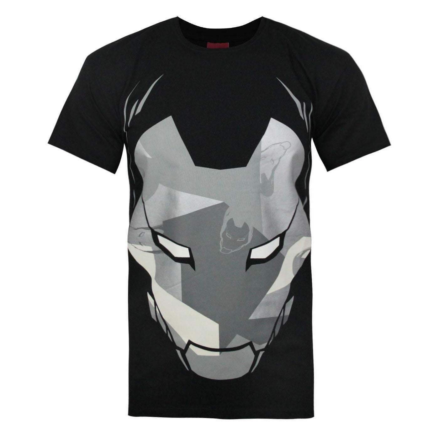 Black - Front - Addict Mens Camo Mask Iron Man T-Shirt