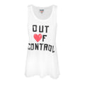 White - Front - Junk Food Womens-Ladies Out Of Control Tank Top