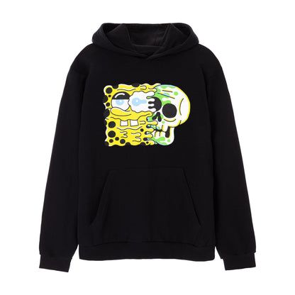 Black - Front - SpongeBob SquarePants Mens Skull Hoodie