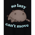 Black-Pastel Blue - Back - Pusheen Womens-Ladies So Lazy Can´t Move T-Shirt