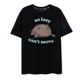 Black-Pastel Blue - Front - Pusheen Womens-Ladies So Lazy Can´t Move T-Shirt