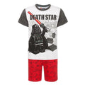 White - Front - Lego Star Wars Boys Death Star Marl Short Pyjama Set