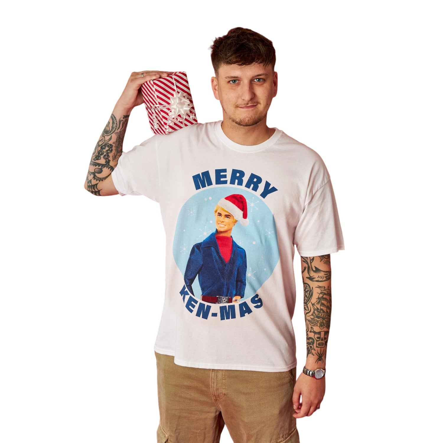 White - Back - Barbie Mens Merry Kenmas T-Shirt