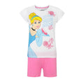 White-Pink - Front - Cinderella Childrens-Kids Short Pyjama Set