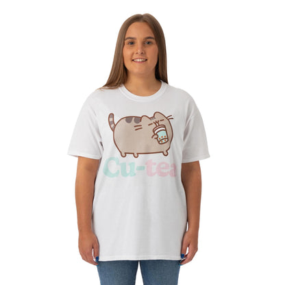White - Side - Pusheen Womens-Ladies Cutea T-Shirt