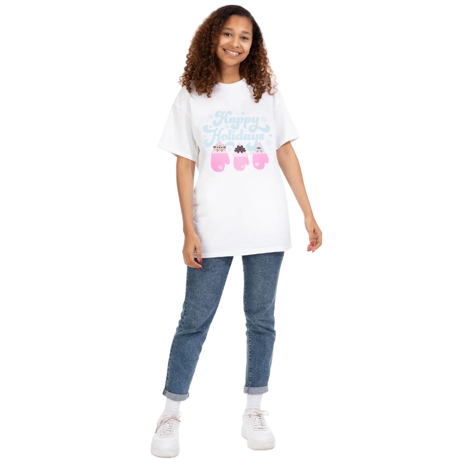 White - Side - Pusheen Womens-Ladies Christmas T-Shirt