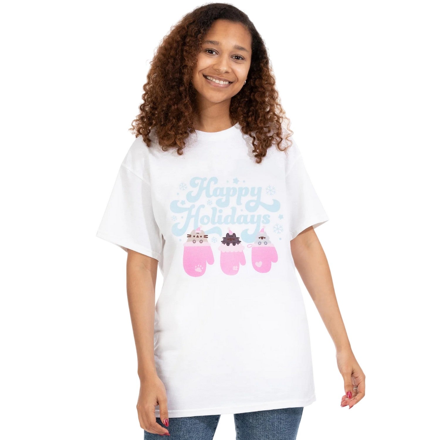 White - Front - Pusheen Womens-Ladies Christmas T-Shirt