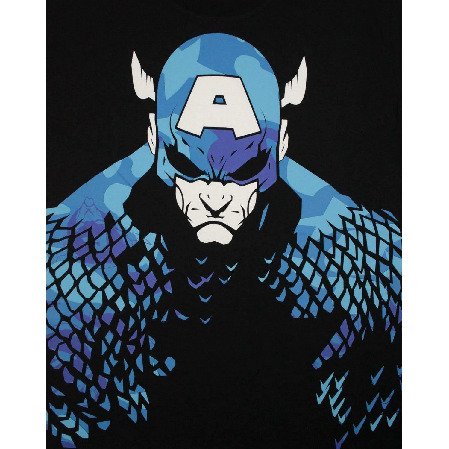 Black - Back - Addict Mens Soldier Captain America Camo T-Shirt