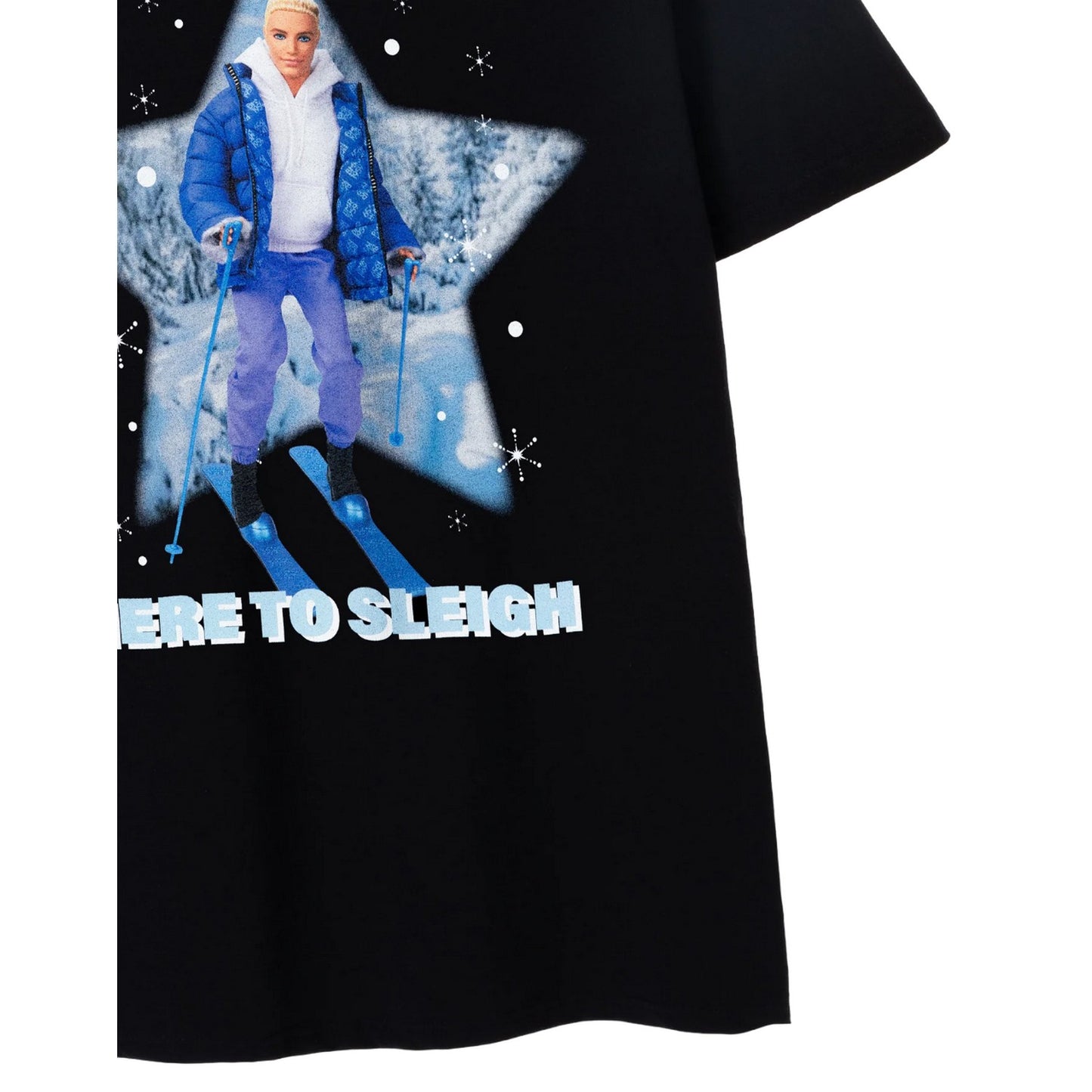 Black - Back - Barbie Mens Here To Sleigh Ken T-Shirt