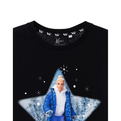 Black - Side - Barbie Mens Here To Sleigh Ken T-Shirt