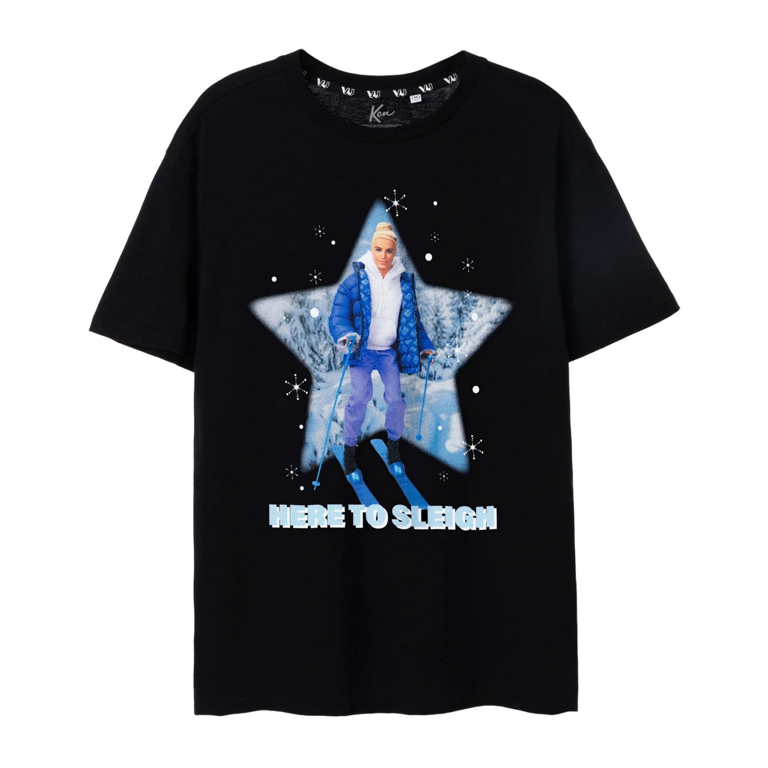 Black - Front - Barbie Mens Here To Sleigh Ken T-Shirt