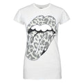 White - Front - Amplified Womens-Ladies Leopard Lick The Rolling Stones T-Shirt