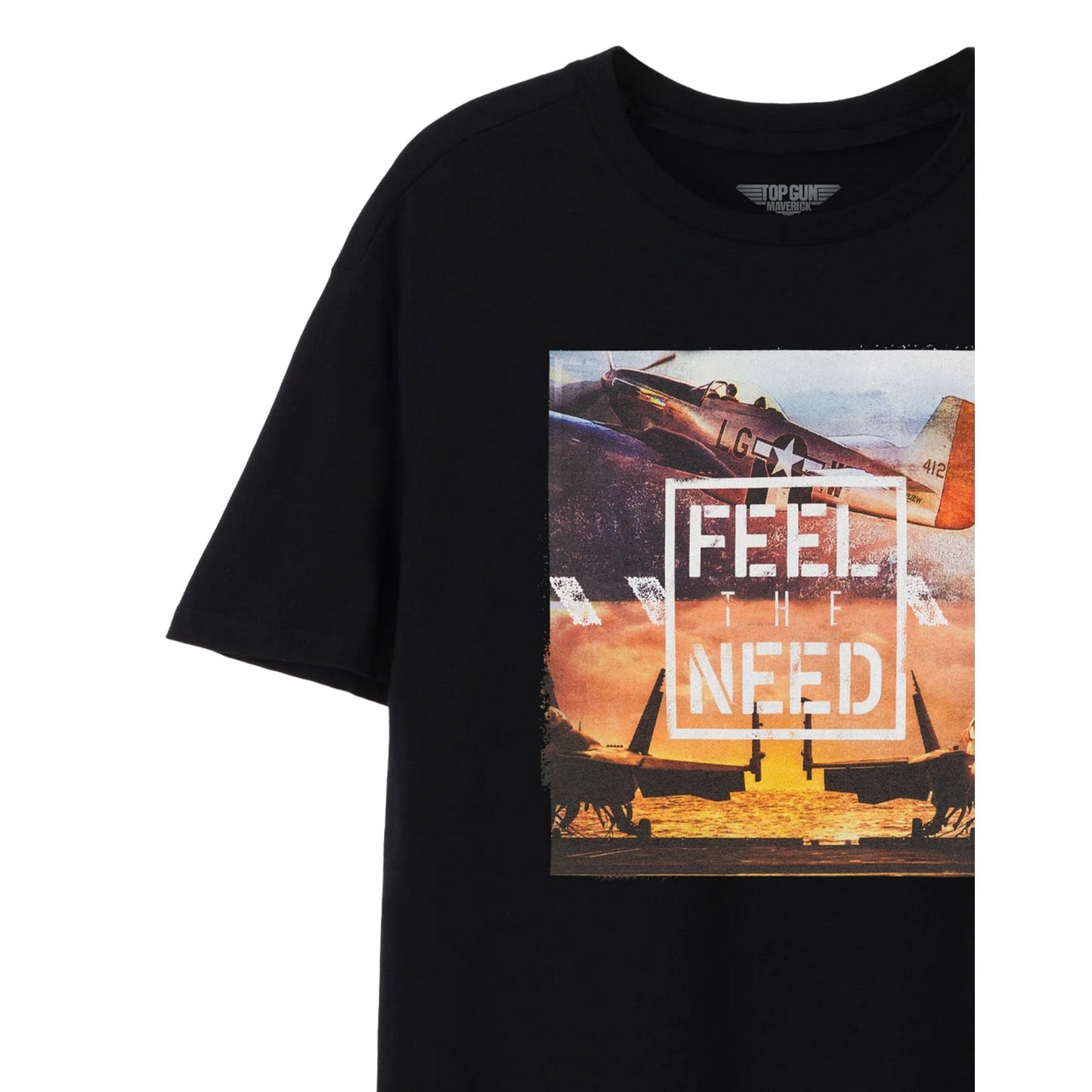Black - Side - Top Gun: Maverick Mens Feel The Need T-Shirt