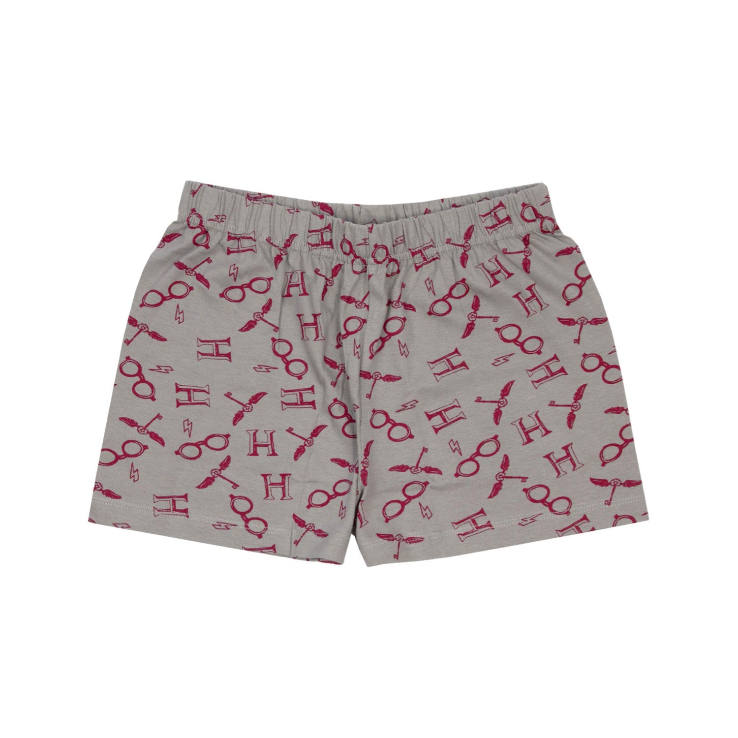 Red-Grey - Side - Harry Potter Girls Hogwarts Crest Glitter Short Pyjama Set