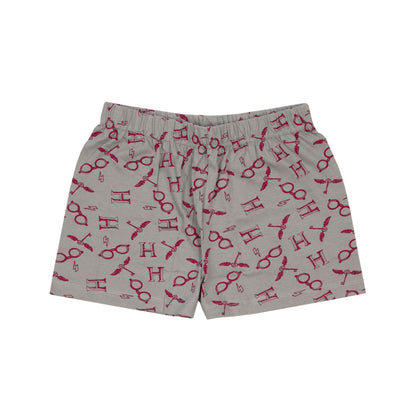 Red-Grey - Side - Harry Potter Girls Hogwarts Crest Glitter Short Pyjama Set