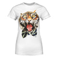 White - Front - Goodie Two Sleeves Womens-Ladies Braingal Tiger T-Shirt