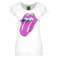 White - Front - Amplified Womens-Ladies Pixel Lick The Rolling Stones T-Shirt