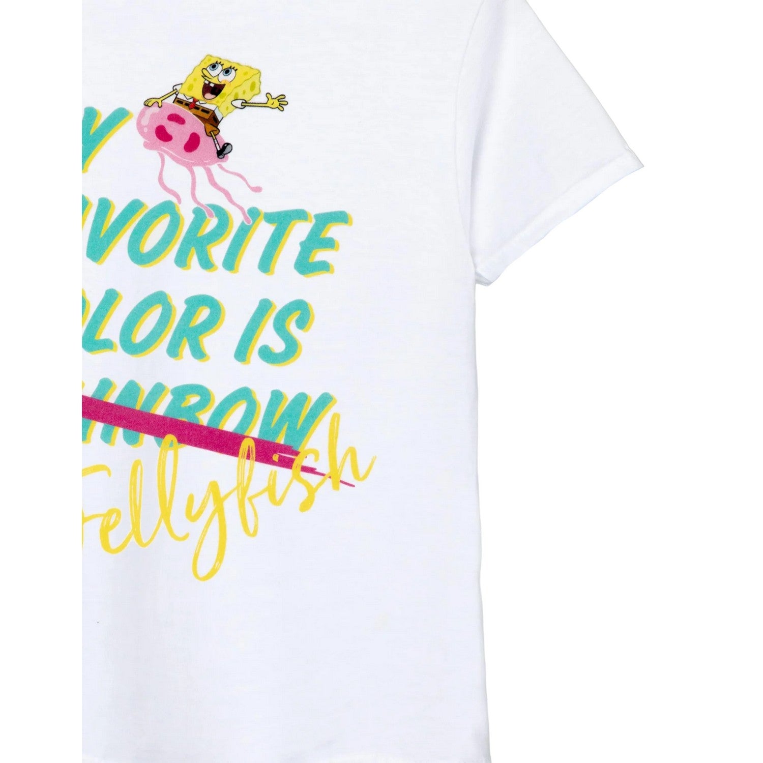 White - Side - SpongeBob SquarePants Girls Jelly Fish T-Shirt