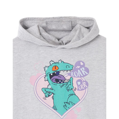 Grey - Back - Rugrats Womens-Ladies Love Reptar Marl Hoodie