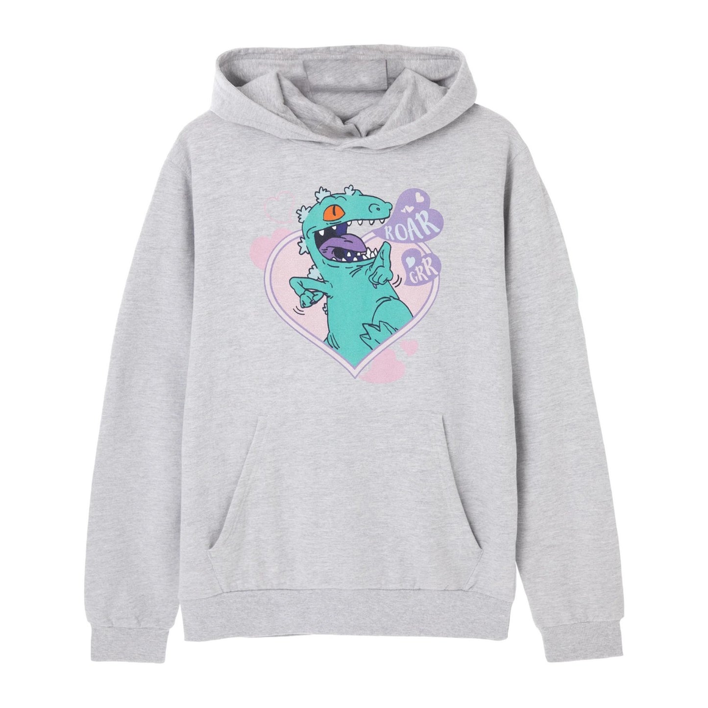 Grey - Front - Rugrats Womens-Ladies Love Reptar Marl Hoodie