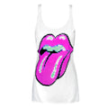 White - Front - Amplified Womens-Ladies Pixel Lick The Rolling Stones Vest Top