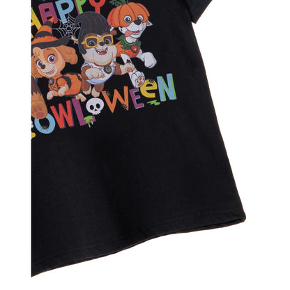 Black - Side - Paw Patrol Childrens-Kids Happy Howloween T-Shirt