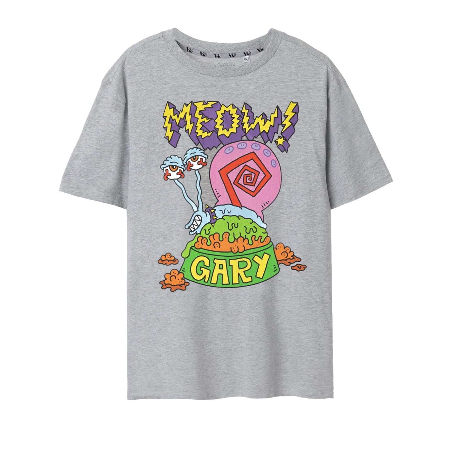 Grey - Front - SpongeBob SquarePants Mens Meow Gary Marl T-Shirt