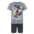 Grey-Black - Front - Disney Childrens-Kids Mickey Mouse Skateboard Short Pyjama Set