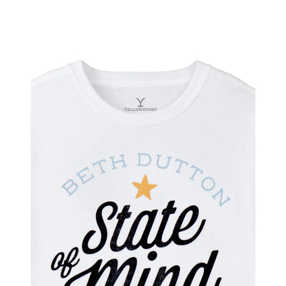 White - Back - Yellowstone Womens-Ladies Beth Dutton State Of Mind T-Shirt