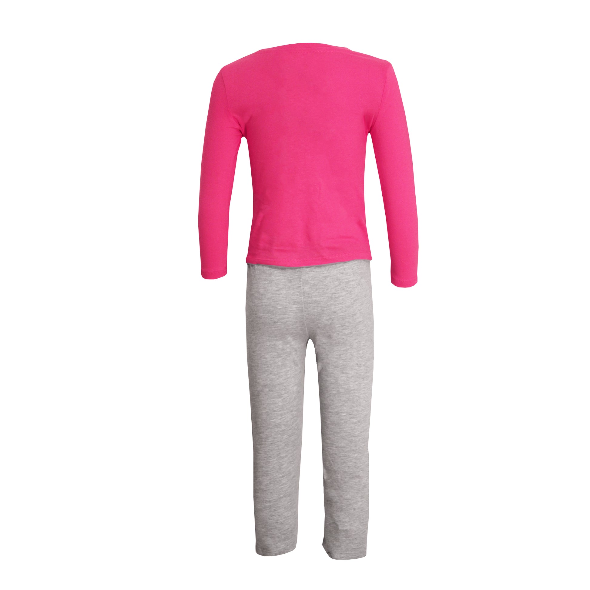 Pink-Grey - Side - Disney Childrens-Kids Minnie Mouse Long Pyjama Set