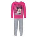 Pink-Grey - Front - Disney Childrens-Kids Minnie Mouse Long Pyjama Set