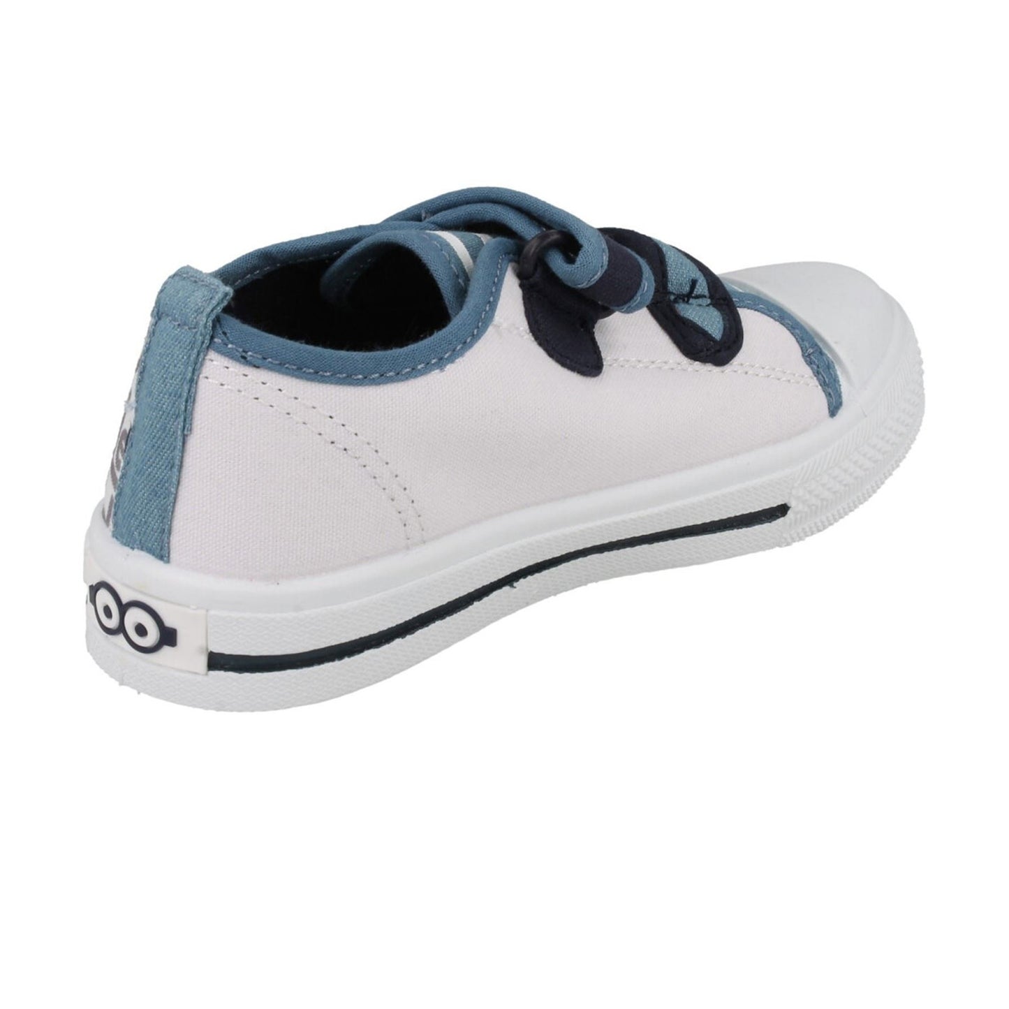 Navy-Blue-White - Side - Minions Childrens-Kids Bob Touch Fastening Trainers