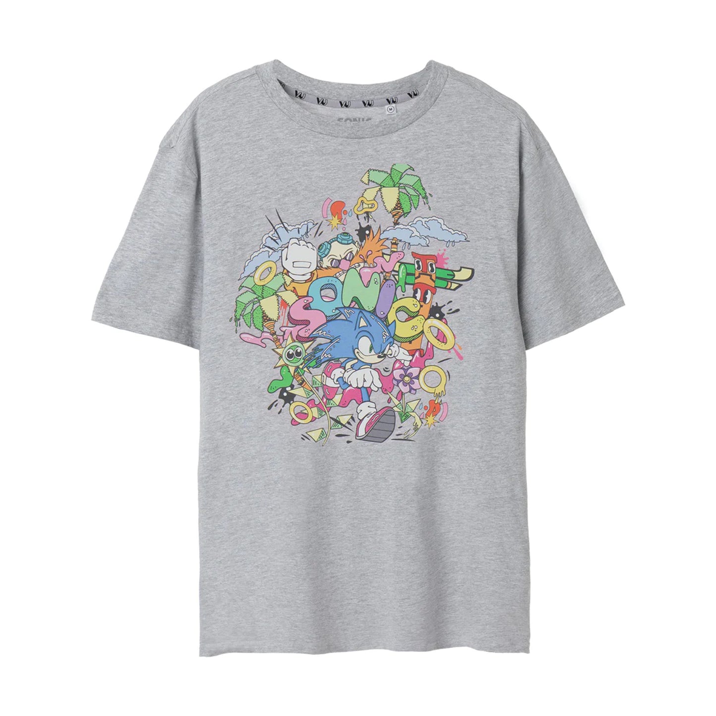 Grey Marl - Front - Sonic The Hedgehog Mens Psychedelic T-Shirt