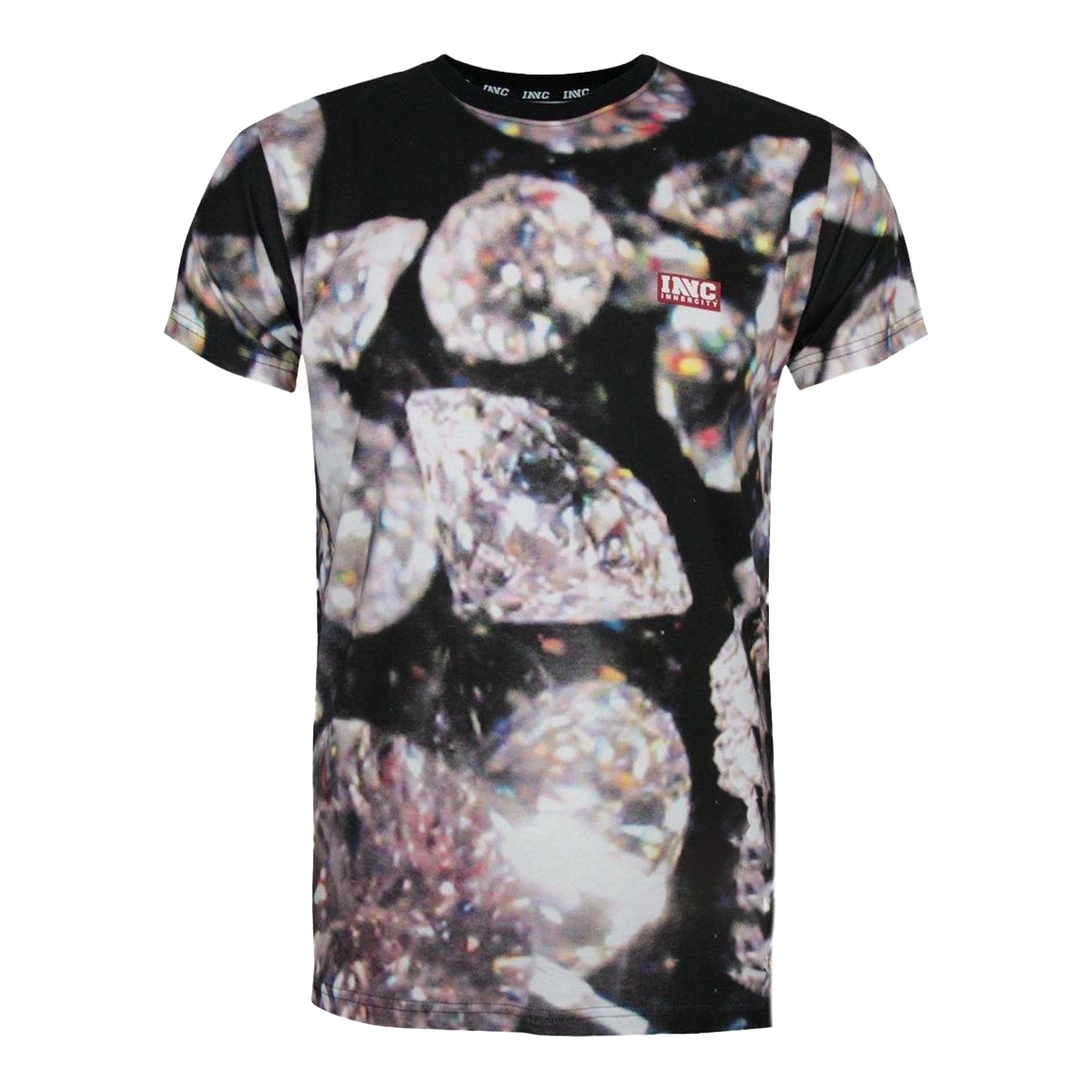 Black - Front - INNERCITY Mens Diamond T-Shirt