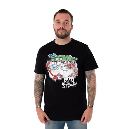 Black - Back - Ren & Stimpy Mens Graffiti Short-Sleeved T-Shirt