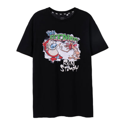 Black - Front - Ren & Stimpy Mens Graffiti Short-Sleeved T-Shirt