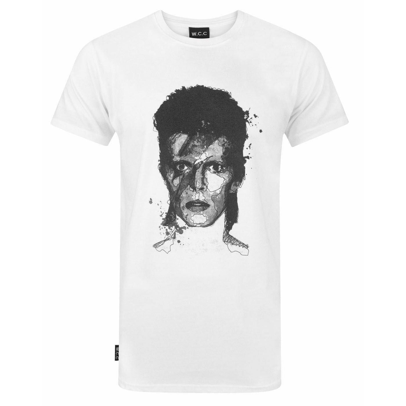 White - Front - W.C.C Unisex Adult David Bowie Longline T-Shirt