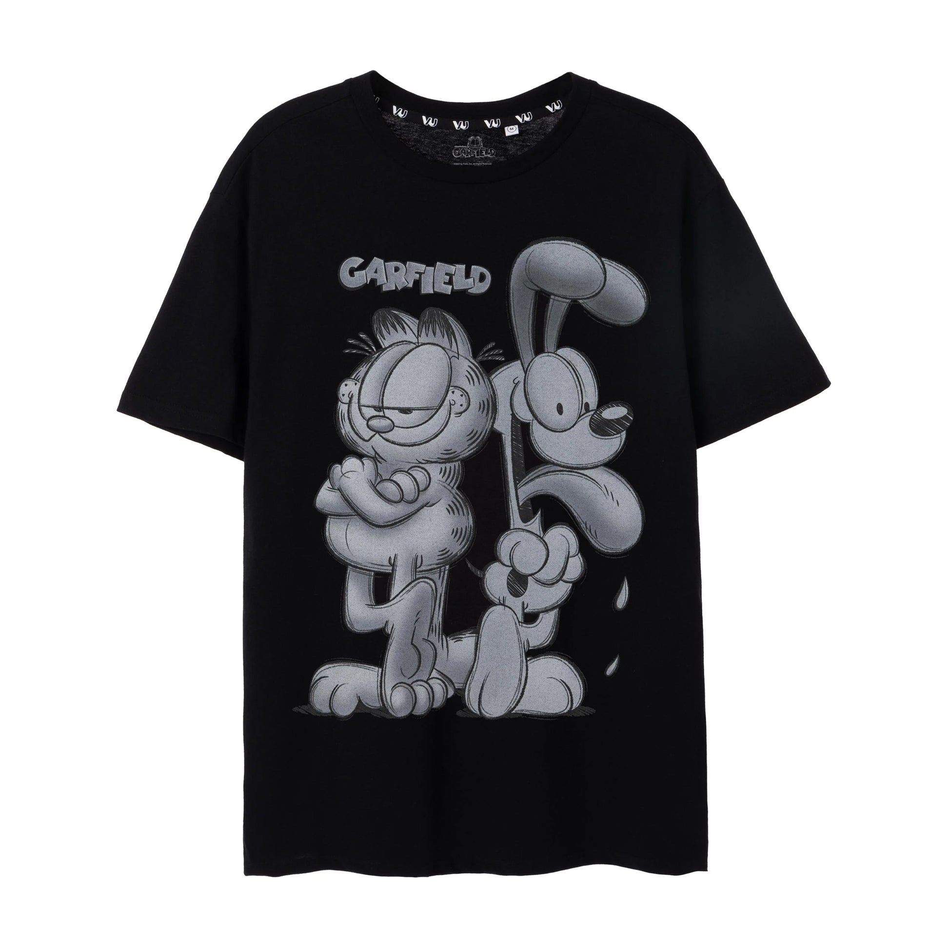 Black - Front - Garfield Mens Greyscale Short-Sleeved T-Shirt