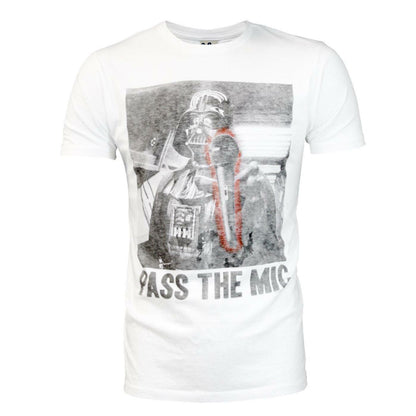 White - Front - Junk Food Mens Pass The Mic Darth Vader Star Wars T-Shirt