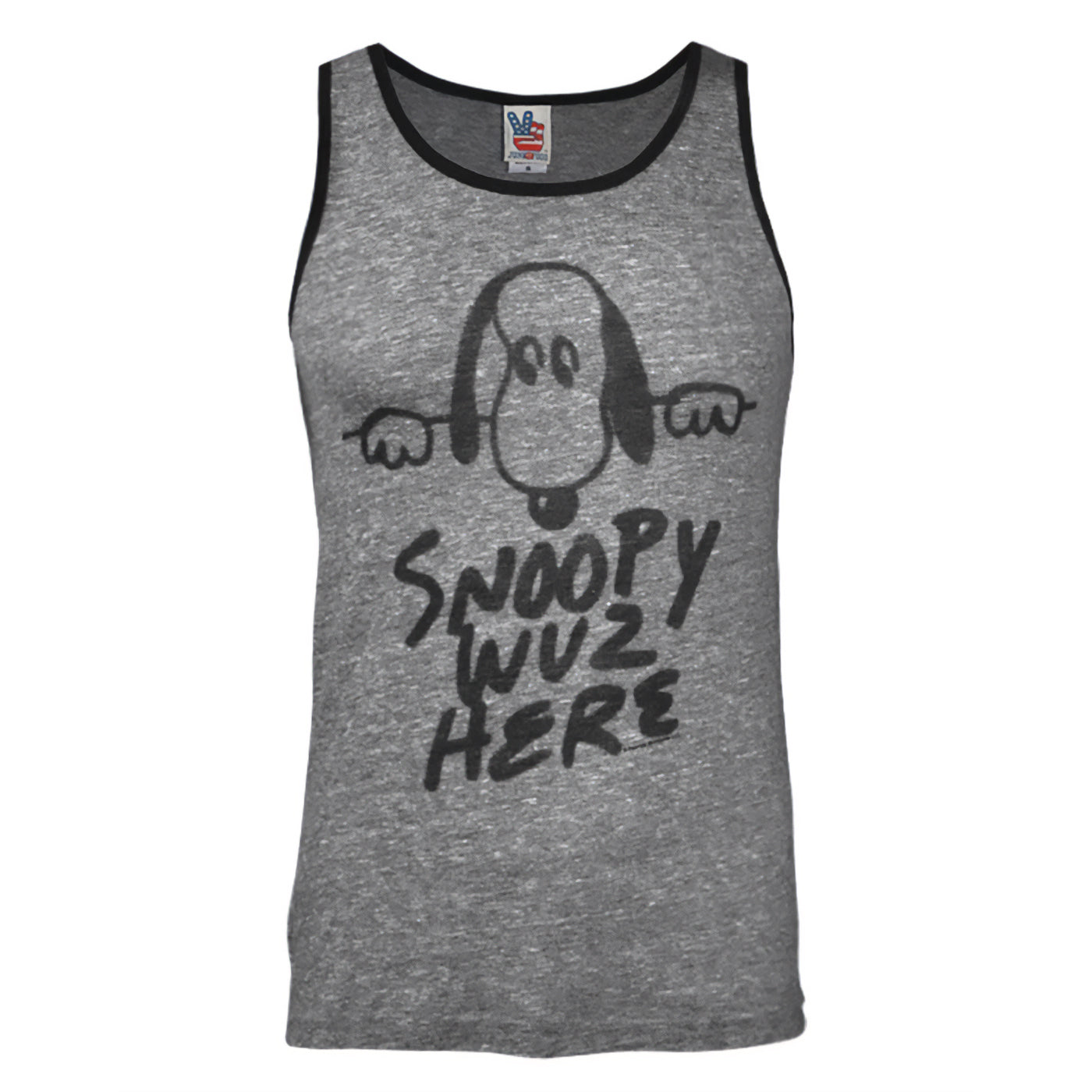 Grey - Front - Junk Food Mens Snoopy Wuz Here Vest Top