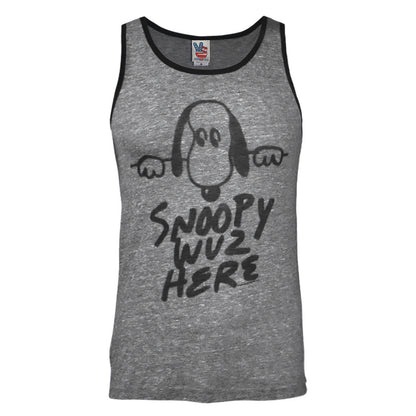Grey - Front - Junk Food Mens Snoopy Wuz Here Vest Top