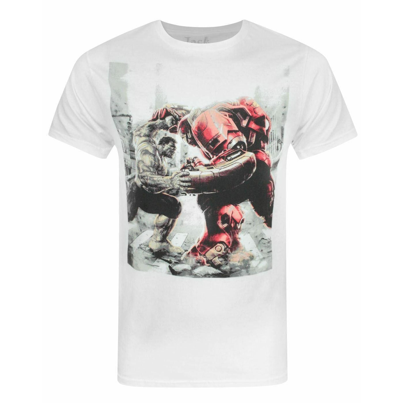 White - Front - Jack Of All Trades Mens Hulk Vs Hulk Buster Avengers Age Of Ultron T-Shirt