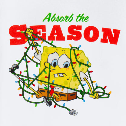 White - Side - SpongeBob SquarePants Mens Absorb The Season Christmas T-Shirt